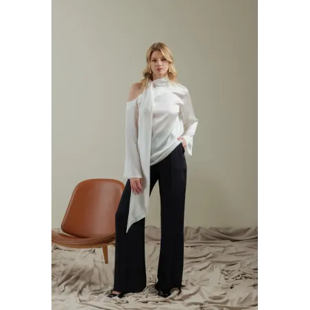 Aura White Silk Blouse