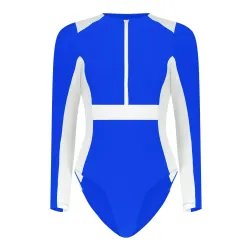 Blue EVA Long Sleeve Sustainable One-Piece Swimsuit