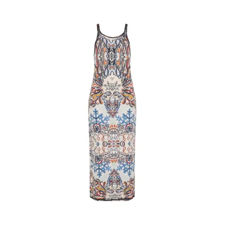 Multicolor Viscose Halter Dress with Artistic Print