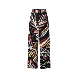 Black Viscose Palazzo Pants with Artistic Print