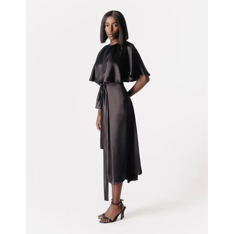 Amalfi Silk Black Dress