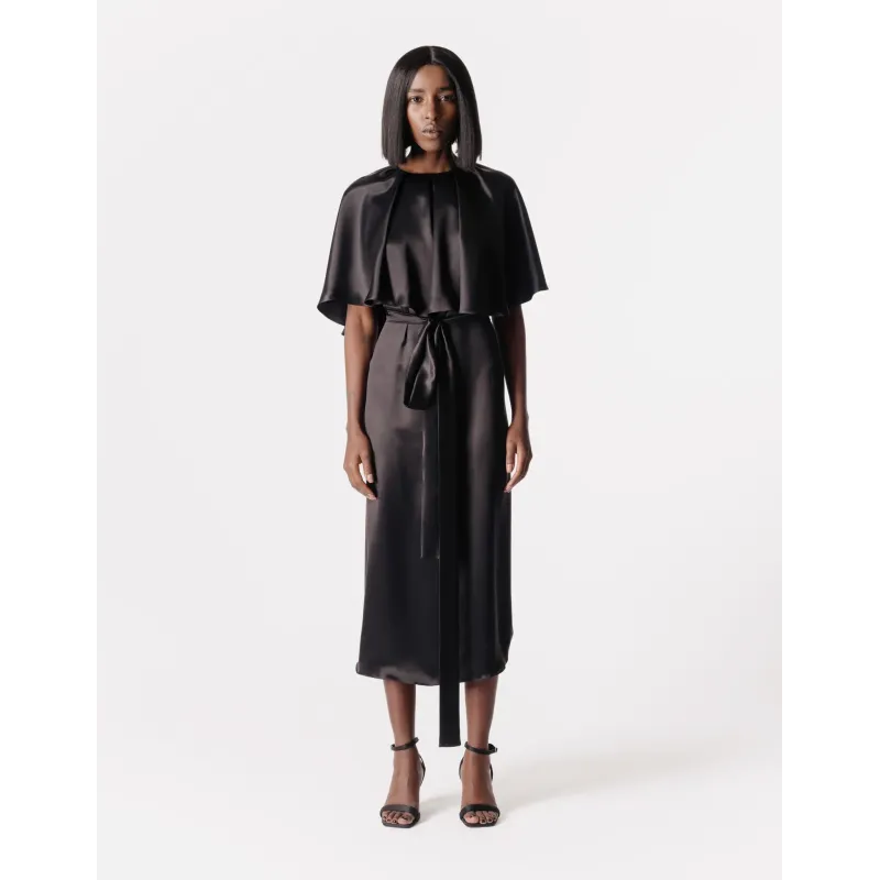 Amalfi Silk Black Dress
