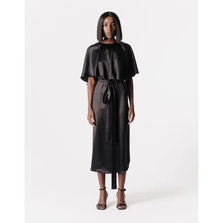 Amalfi Silk Black Dress