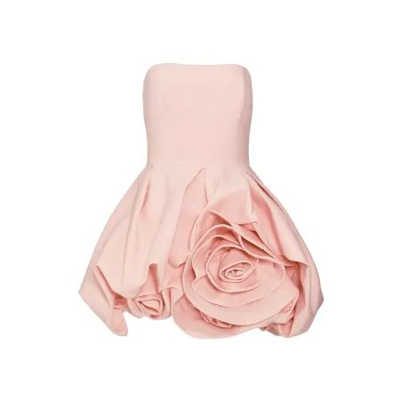 Bubblegum Pink Cotton Strapless Bubble Mini Dress