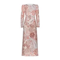 Coral Linen Hazel Long Sleeve Maxi Dress