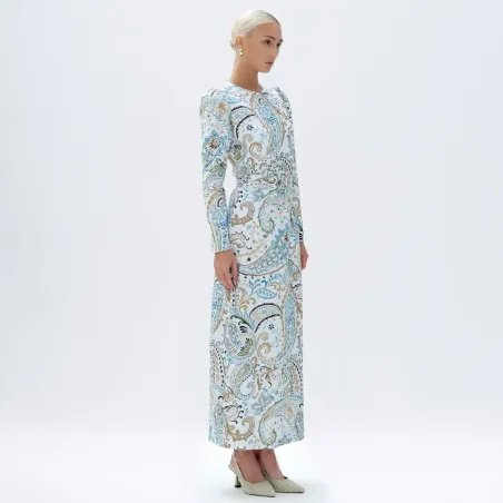 Sage Oceania Linen Long Sleeve Maxi Dress