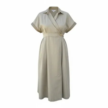 Beige Gabardine Begoña Wrap Dress