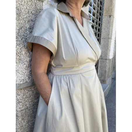 Beige Gabardine Begoña Wrap Dress