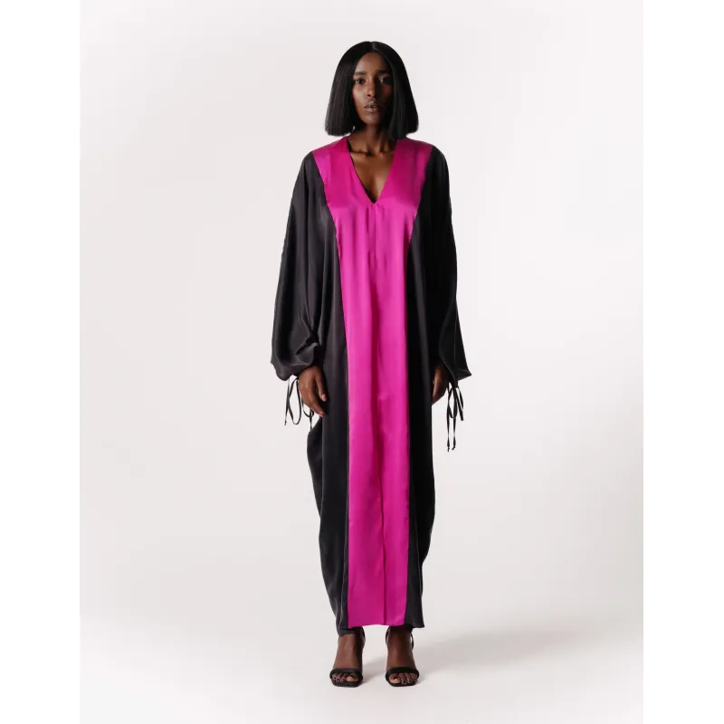 Santorini Black Silk Dress