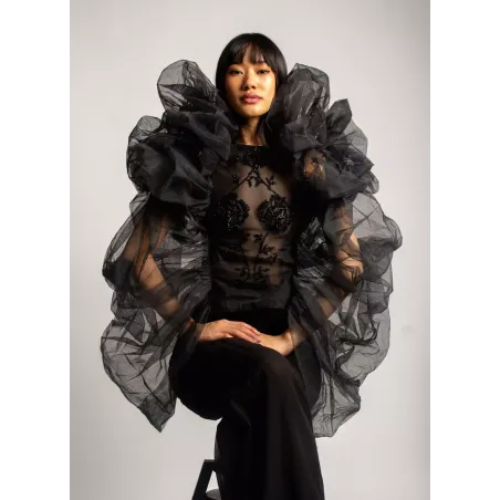 Embroidedred Top with Detachable Sleeves