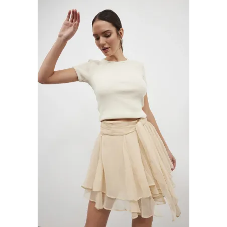 Dolce Mini Beige Silk Skirt