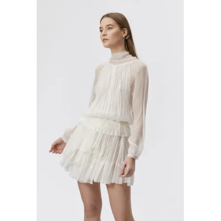 Alinka Mini White Silk Dress