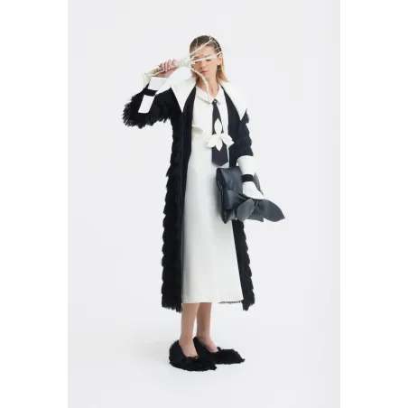 Textured Black Cape Style Trench