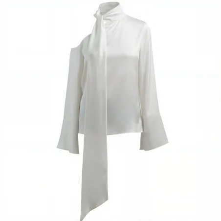 Aura White Silk Blouse