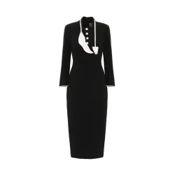 Black Fitted Formal Midi Dress