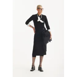 Black Fitted Formal Midi Dress