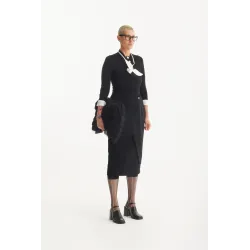 Black Fitted Formal Midi Dress