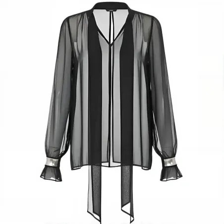 Noir Veil Silk Blouse