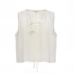 White Pleated Linen Top