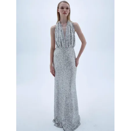 Ines Dress In Silver Sequin