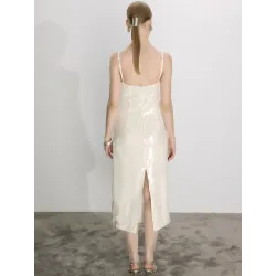 Miles Sequin Dress in Cloud Cream