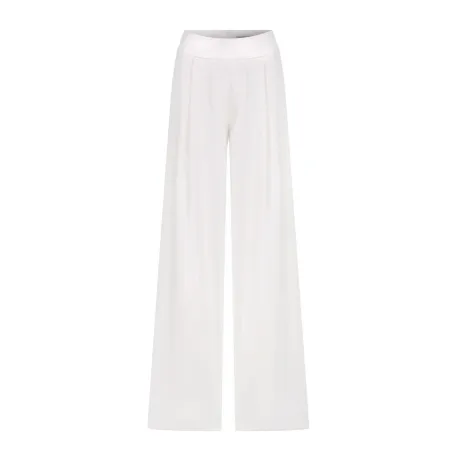 Tina Trousers in White with Satin Waistband