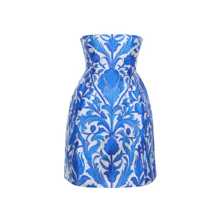 MAVIDA STRUCTURED TWILL BLUE PRINT DRESS