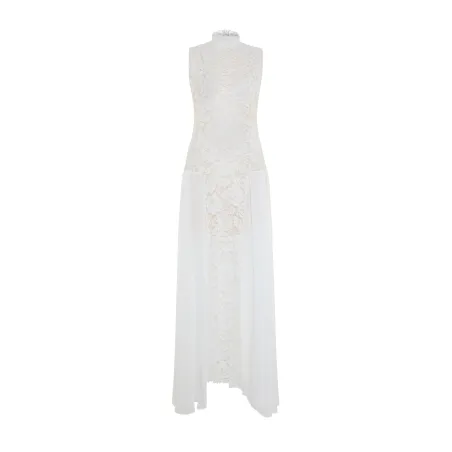 ELAIA CHANTILLY LACE CREAM DRESS