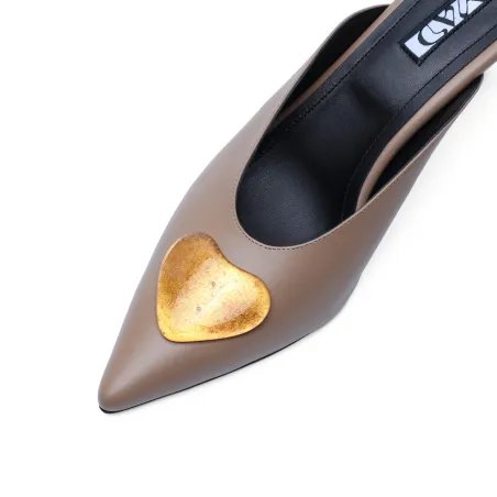 YOKO Mules Nude Leather 24 K Gold