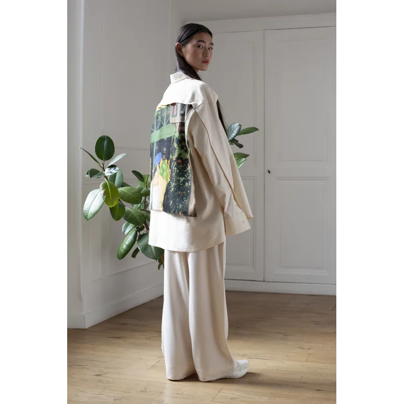 Organc Cotton Shirt Silk Foulard Women