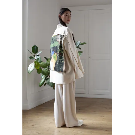 Organc Cotton Shirt Silk Foulard Women