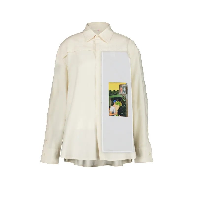 ORGANIC COTTON SHIRT WITH PAINTED PANEL WOMEN