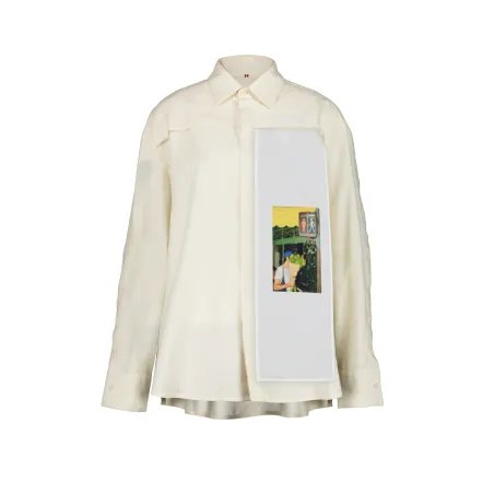 ORGANIC COTTON SHIRT WITH PAINTED PANEL WOMEN