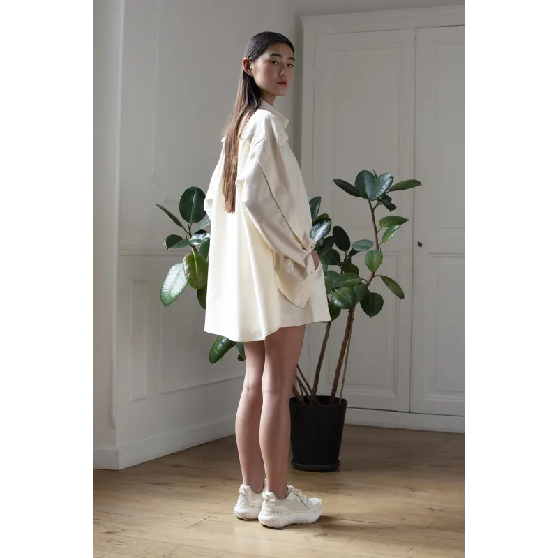 ORGANIC COTTON SHIRT WITH PAINTED PANEL WOMEN