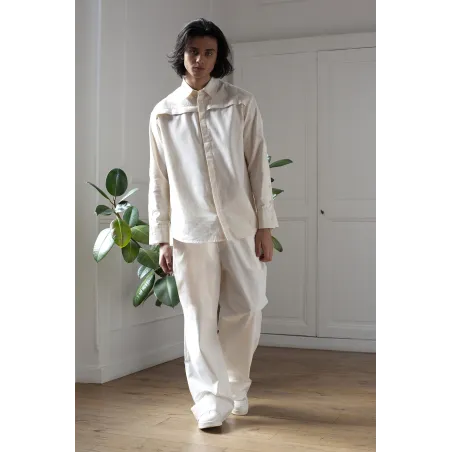 ORGANIC COTTON SHIRT WITH PAINTED PANEL MEN