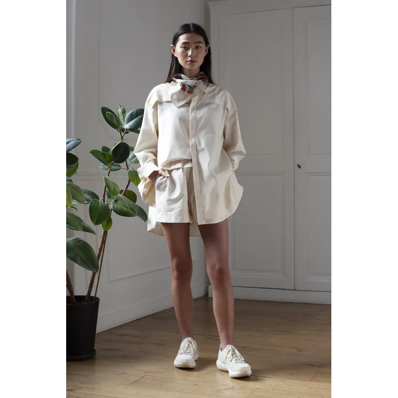 COTTOM SHIRT WITH PANNEL & BANDANA WOMEN