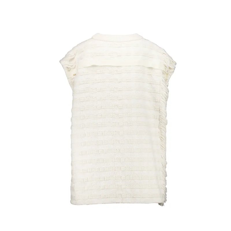 COTTON WHITE SLEEVELESS SWEATER WOMEN