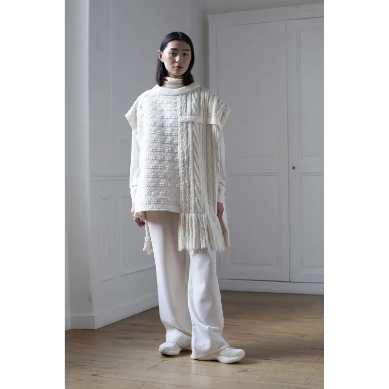 COTTON WHITE SLEEVELESS SWEATER WOMEN