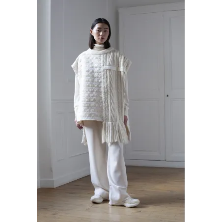 COTTON WHITE SLEEVELESS SWEATER WOMEN