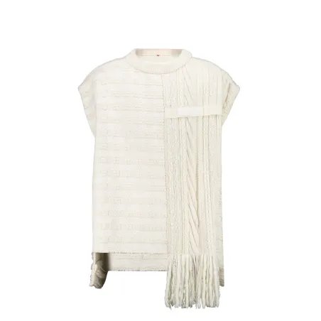 COTTON WHITE SLEEVELESS SWEATER MEN