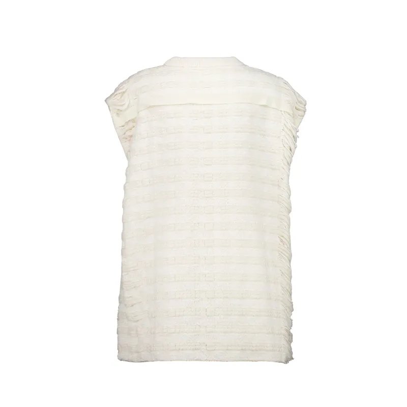 COTTON WHITE SLEEVELESS SWEATER MEN