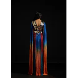 GRADIENT CHIFFON AND TULLE KAFTAN DRESS
