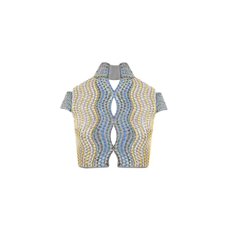 HANDWOVEN WAVE CROPPED GILET