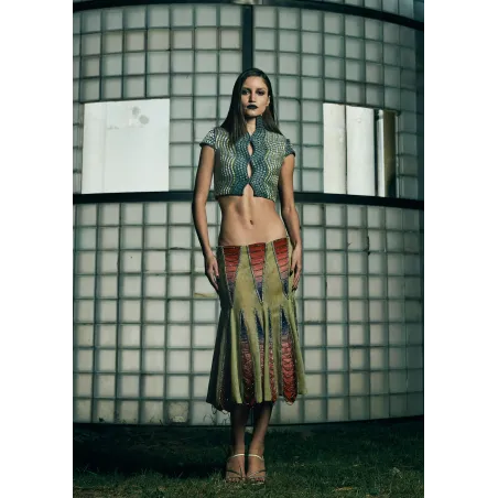 HANDWOVEN WAVE CROPPED GILET