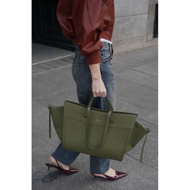 Shopping Bag Khaki Leather