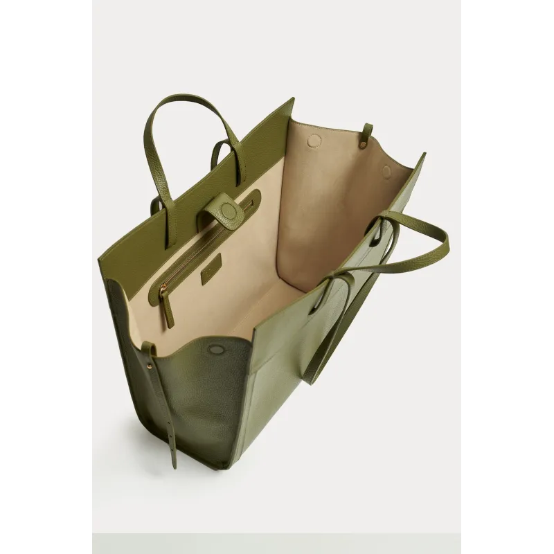 Shopping Bag Khaki Leather
