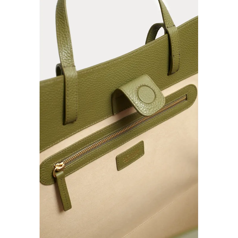Shopping Bag Khaki Leather