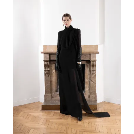 Chiffon Dress With Two Long Scarves