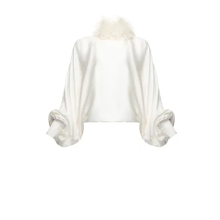 White Blouse With Feathers