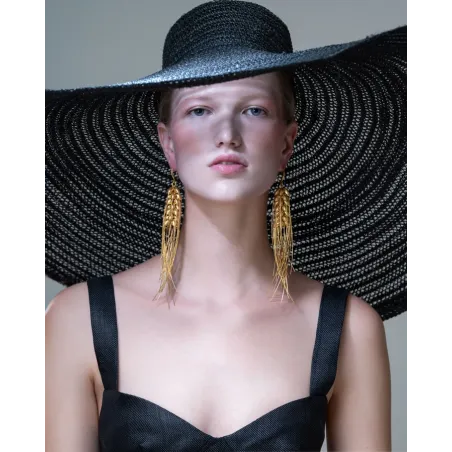 Gold Wheat Grains Earrings Oversized